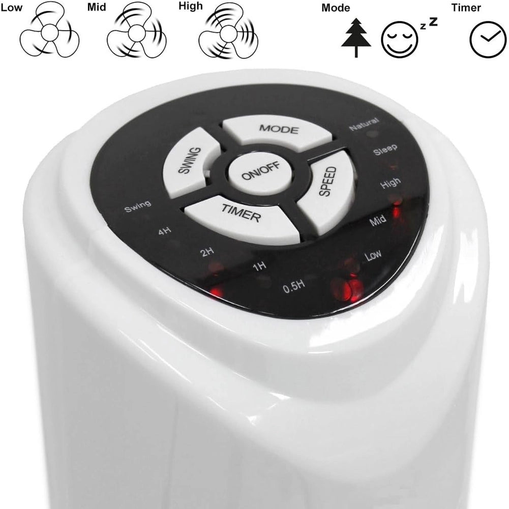 Ventilatore a Torre 80 cm Silenzioso 3 Velocità Oscillante Timer con Telecomando 45W