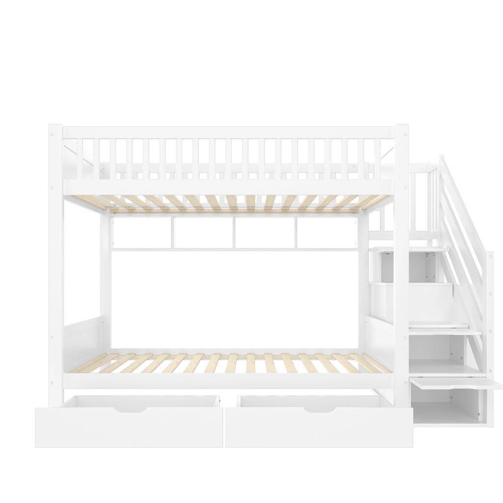 LETTO a castello 90x200 cm Bianco con armadio, cassetti e scaffali