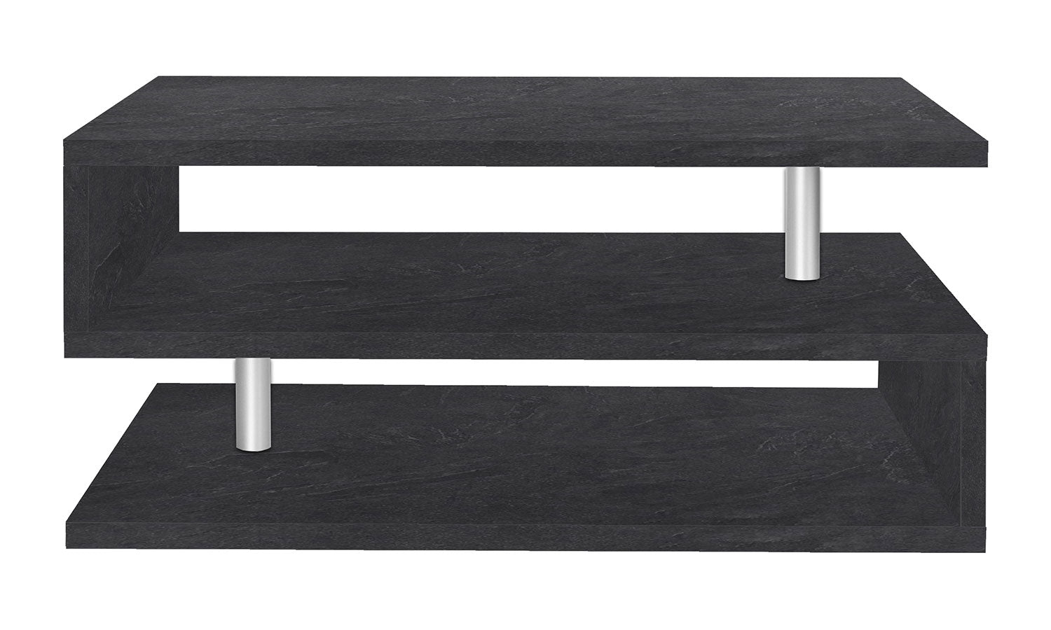 Tavolino a S con Ripiani a Giorno 90x41,5x55 cm Zeta Report Grigio