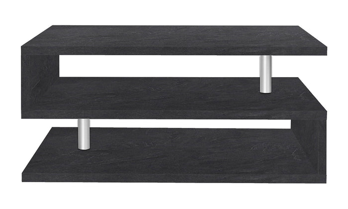 Tavolino a S con Ripiani a Giorno 90x41,5x55 cm Zeta Report Grigio