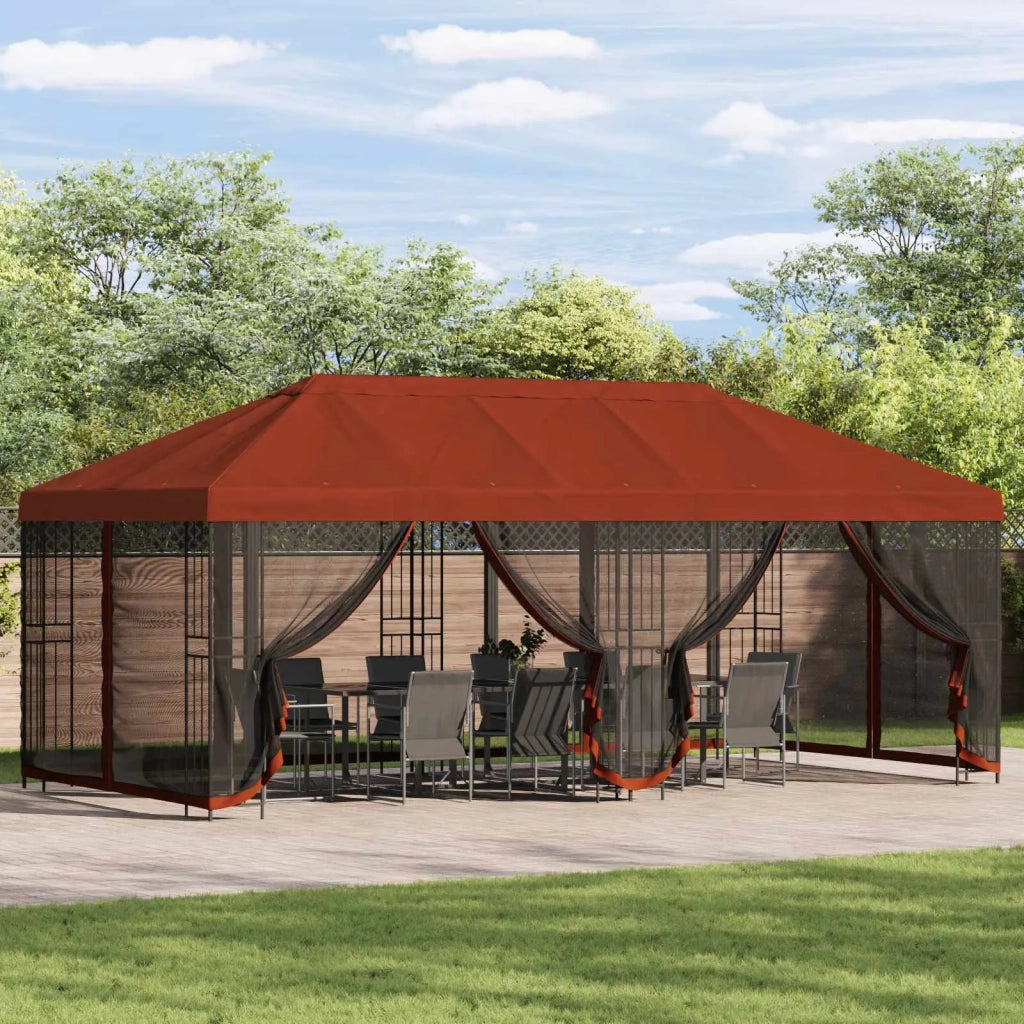 Copertura Gazebo con Pareti Laterali 6 x 3 m Terracotta 900413