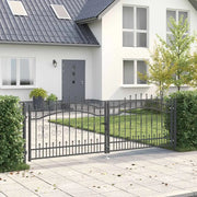 Cancello con Punta a Lancia KAMPEN 305 x 100 cm Acciaio Grigio 42009043
