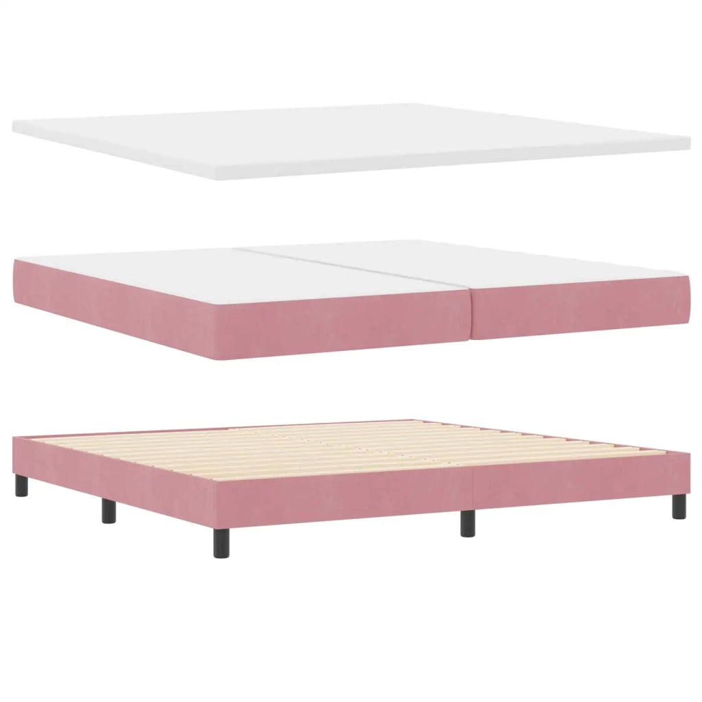 Letto a molle con materasso Rosa 200 x 200 cm Velluto 3339265