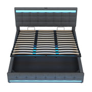 Letto imbottito matrimoniale 180×200 cm con LED e USB; testiera regolabile; senza materasso; grigio