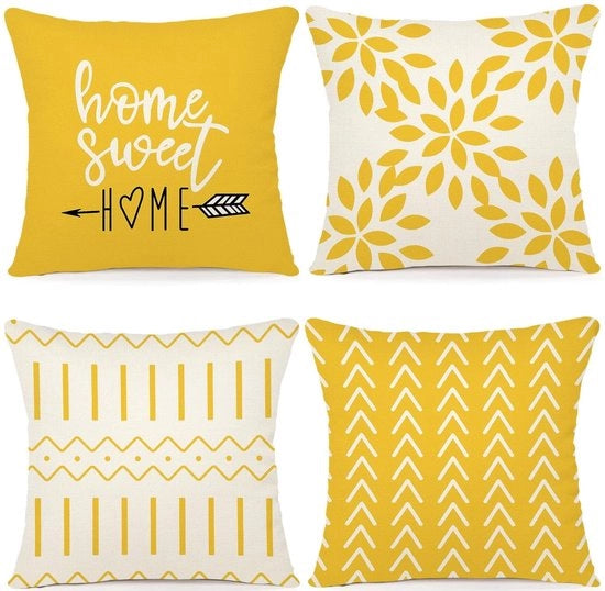 Cuscini Decorativi - Set di 4 - 45x45 cm - Tessuto di Lino di Alta Qualità