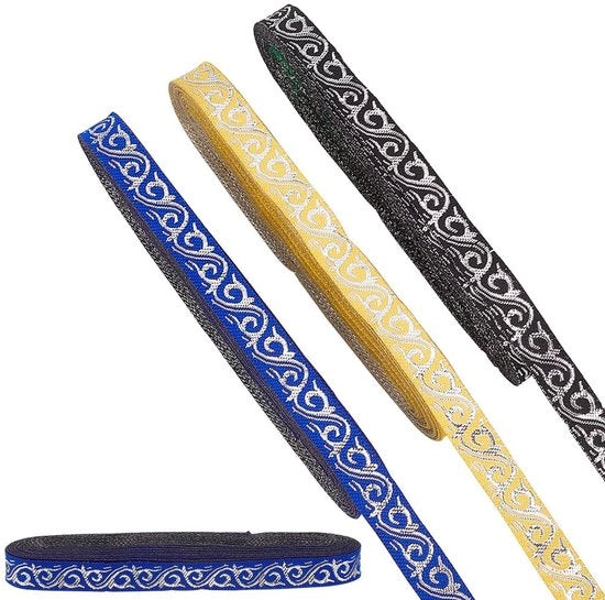 Bordure in Lint 0,4 Pollici - Trim Jacquard - Lint a Fiori in Poliestere - Stile Etnico - Boho Trim Tessuto - Accessori per Fai da Te