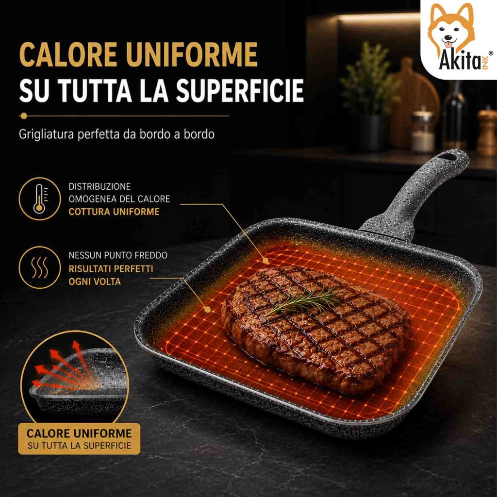 Akitaink Bistecchiera Pietra 24x24 Antiaderente