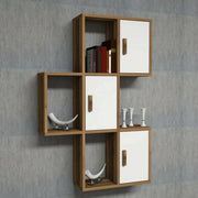 Mensola Arsie, Scaffale, Ripiano a muro, Scaffalatura multiuso, 50x20h113 cm, Noce e Bianco