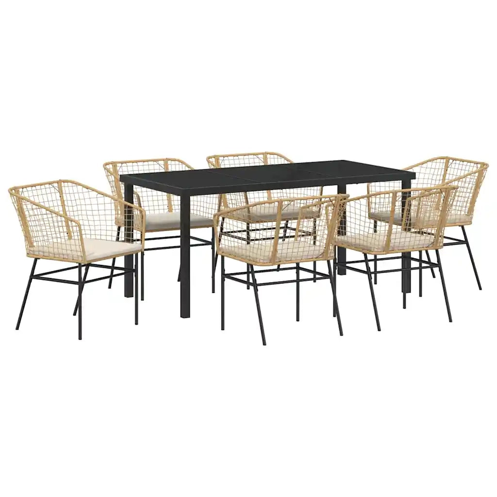 Set da Pranzo per Giardino 7 pz | Set Salotto da Giardino Marrone polyrattan