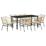 Set da Pranzo per Giardino 7 pz | Set Salotto da Giardino Marrone polyrattan