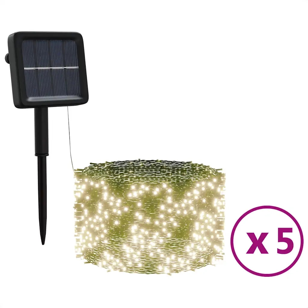 Luci Solari Fatate 5 pz 5x200 LED Bianco Caldo Interni Esterni 328951