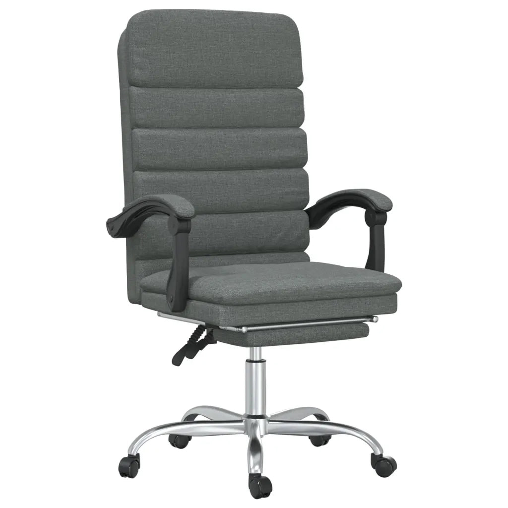 Sedia da Ufficio Massaggio Reclinabile Grigio Scuro in Tessuto 349726