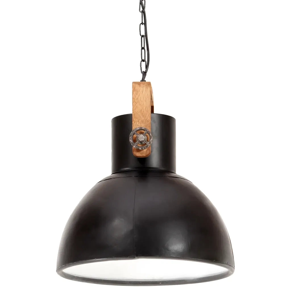 Lampada a Sospensione Industriale 25 W Nera Rotonda 40 cm E27 320535