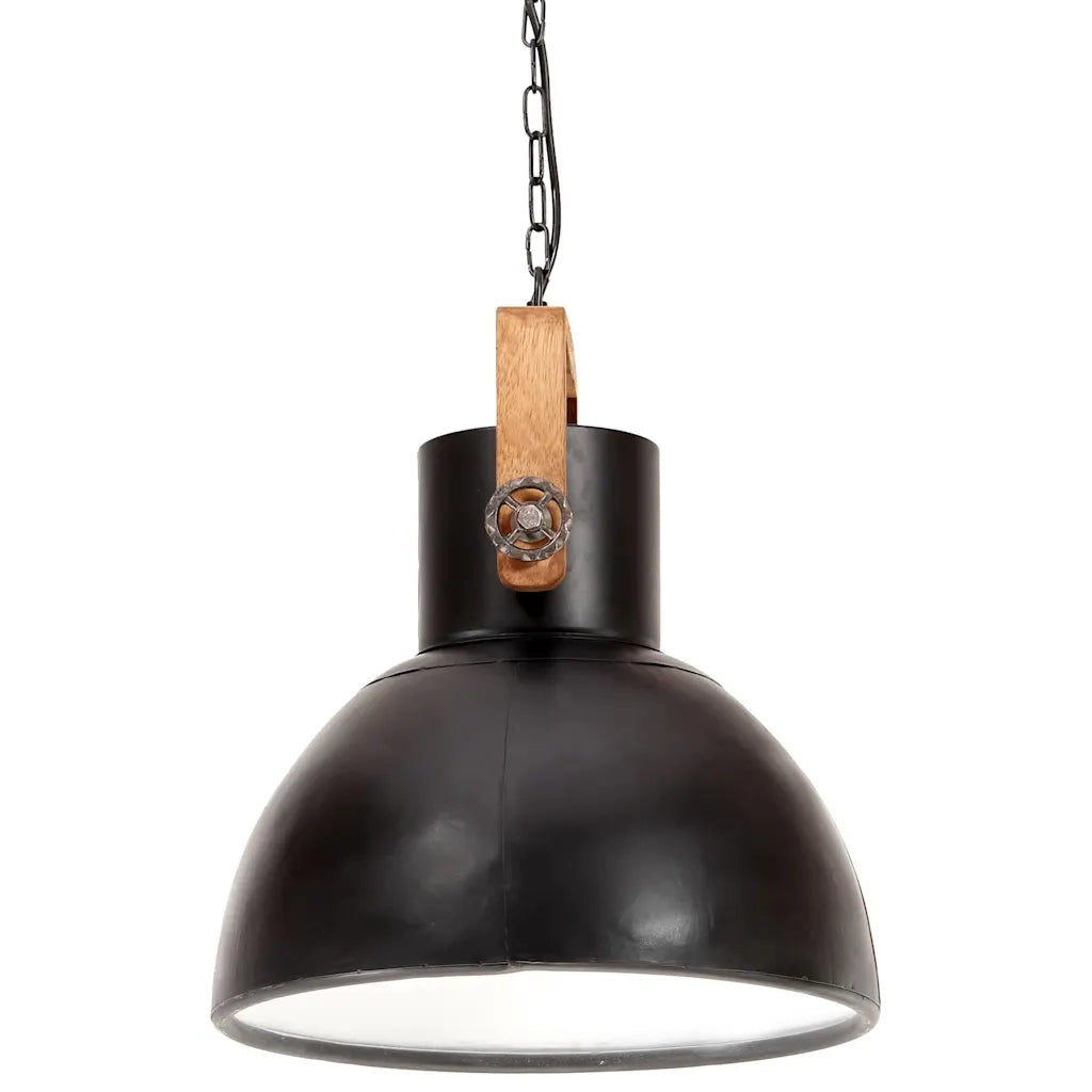Lampada a Sospensione Industriale 25 W Nera Rotonda 40 cm E27 320535