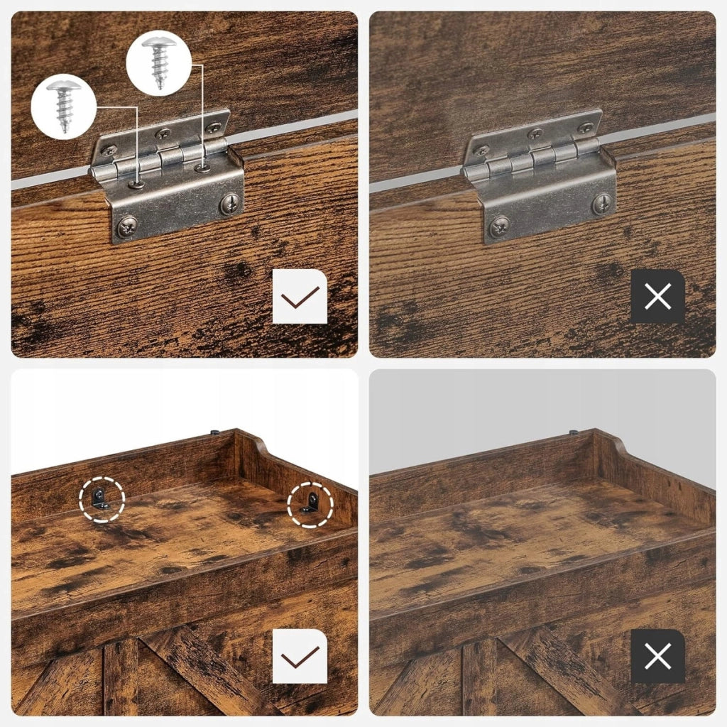 Panca contenitore vintage in legno marrone rustico