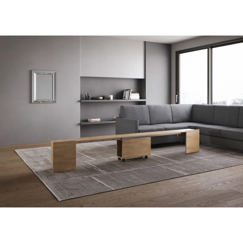 Consolle allungabile 90x42/302 Evolve con Panca inferiore 72x26/300 - Quercia Natura