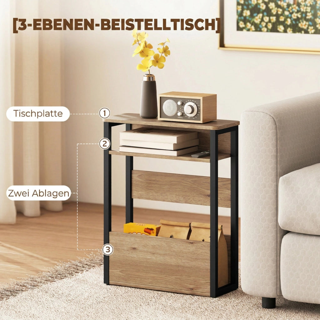 Tavolino da notte con ripiani ¨C Minimal ¨C 46x18x58,5 cm noce