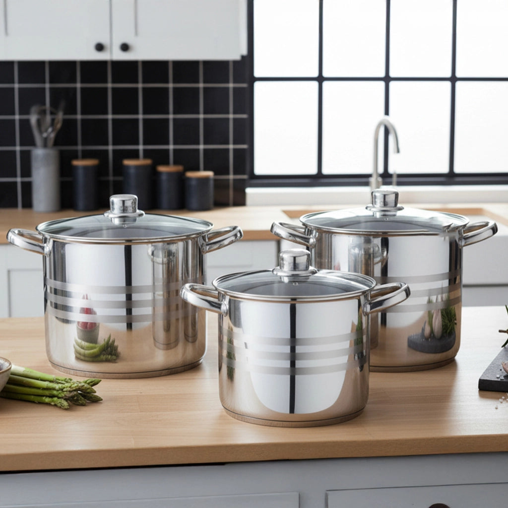 Pentola a induzione grande in acciaio inox KADAX con coperchio, gas, 26 cm, 11 l, alta