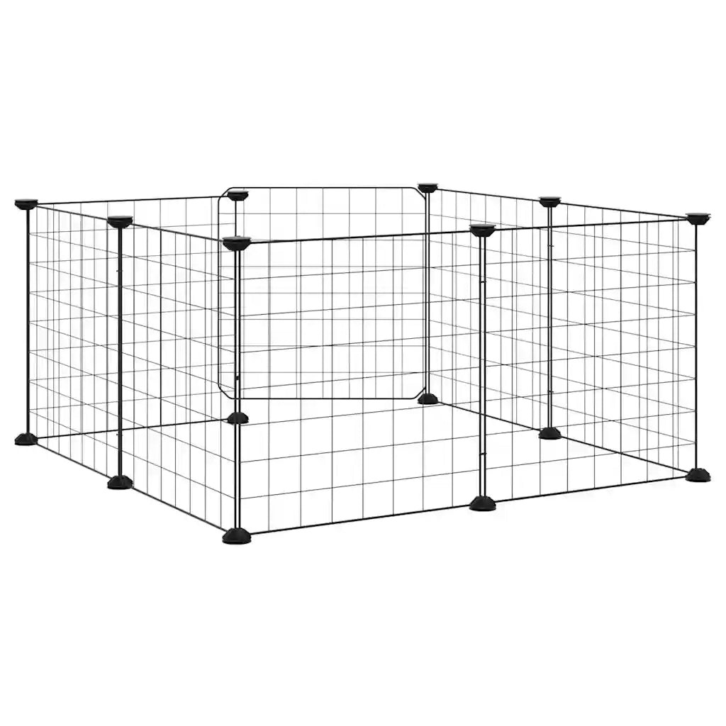 Gabbia per Animali 8 Pannelli con Porta Nero 35x35 cm Acciaio cod mxl 75276