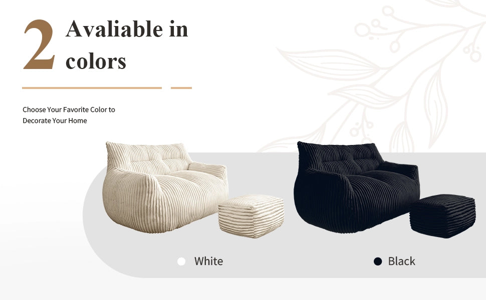 Pouf oversize in flanella con design ergonomico e imbottitura in memory foam per soggiorno e camera, bianco