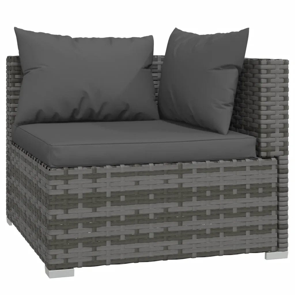 Set Salotto da Giardino 9 pz con Cuscini in Polyrattan Grigio cod mxl 40432