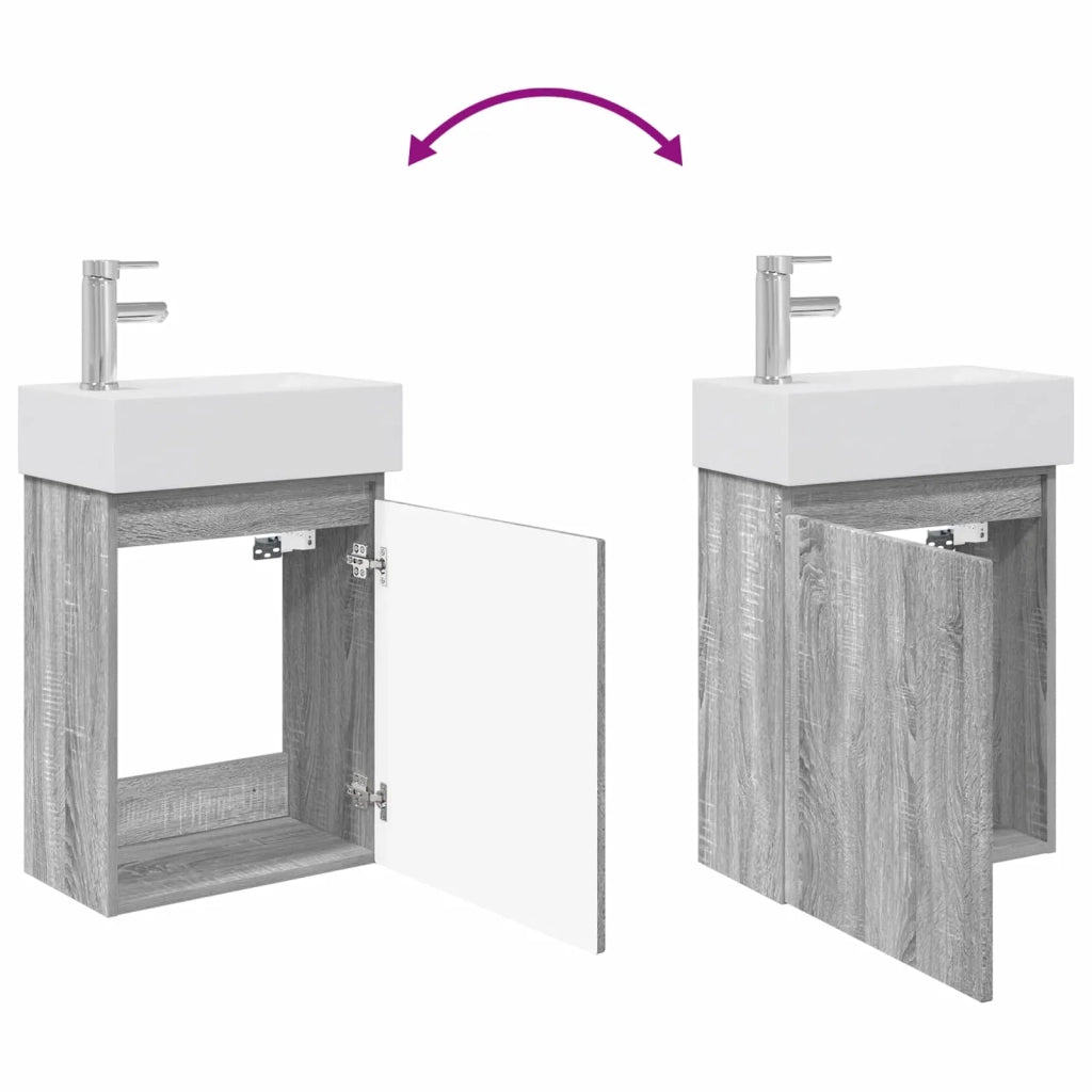 Mobile bagno con rubinetto Sonoma grigio 45,5 x 22,5 x 84 cm