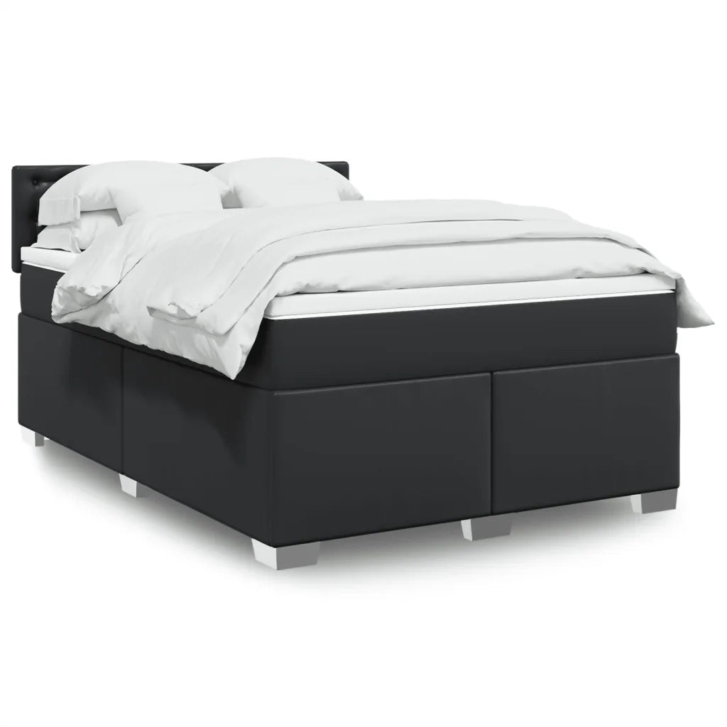 Giroletto a Molle con Materasso Nero 140x200 cm in Similpelle