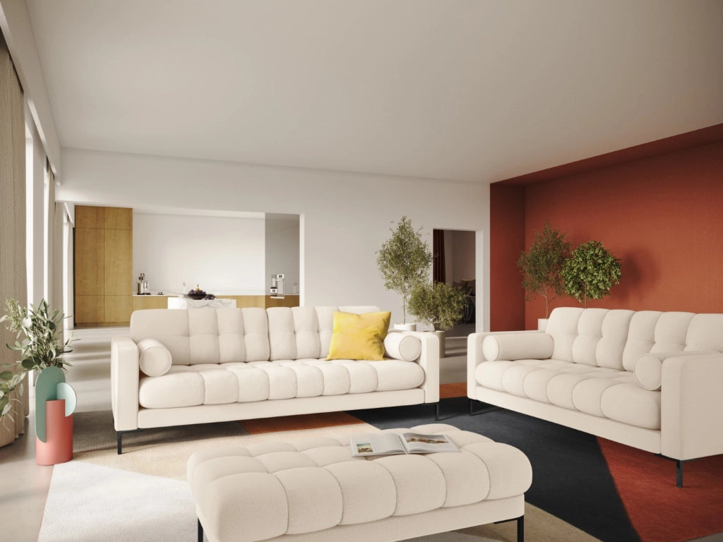 Cosmopolitan Design - Divano "Bali" 4 posti in tessuto strutturato beige chiaro 