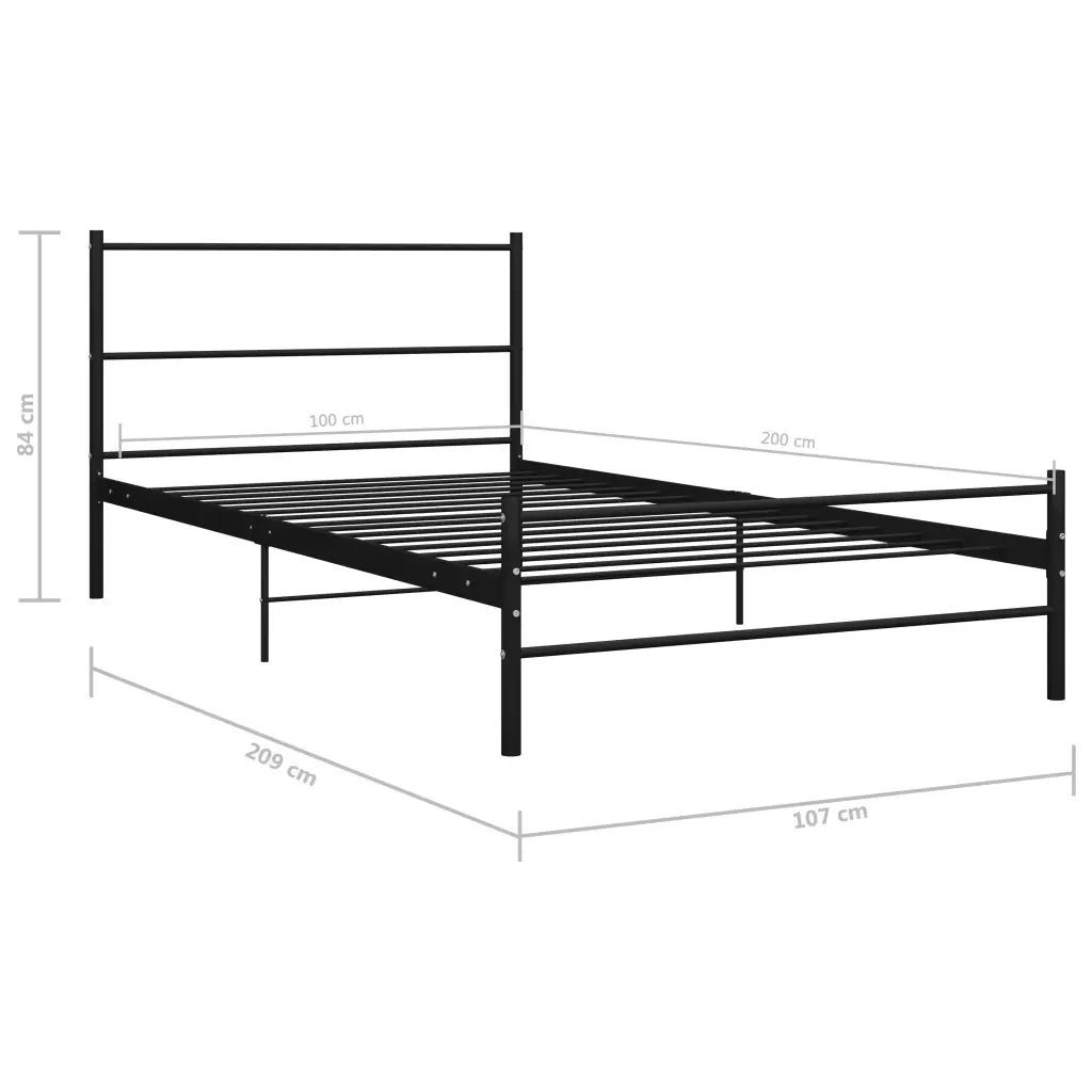 Giroletto-Struttura Letto Nero in Metallo 100x200 cm 200633