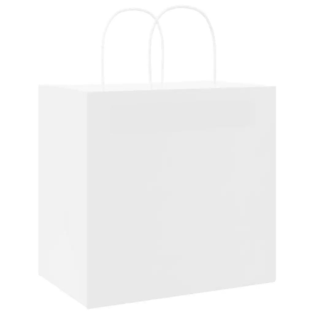vidaXL Sacchetti di Carta 250 pz con Manici Bianchi 26x17x25 cm