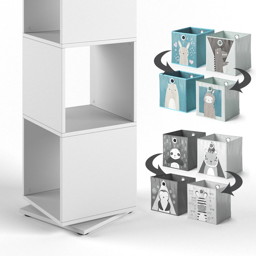 Vicco Libreria bambini Bianco 35.2 x 144.2 cm con 4 scatole pieghevoli