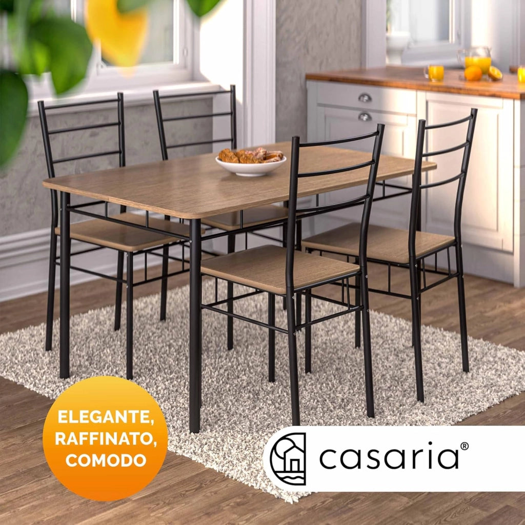 ® Gruppo di Sedute Leo Set 5 Pezzi Tavolo da Pranzo con 4 Sedie Set di Mobili per Sala Cucina Soggiorno Salotto Set da Pranzo Tavoli Sedia