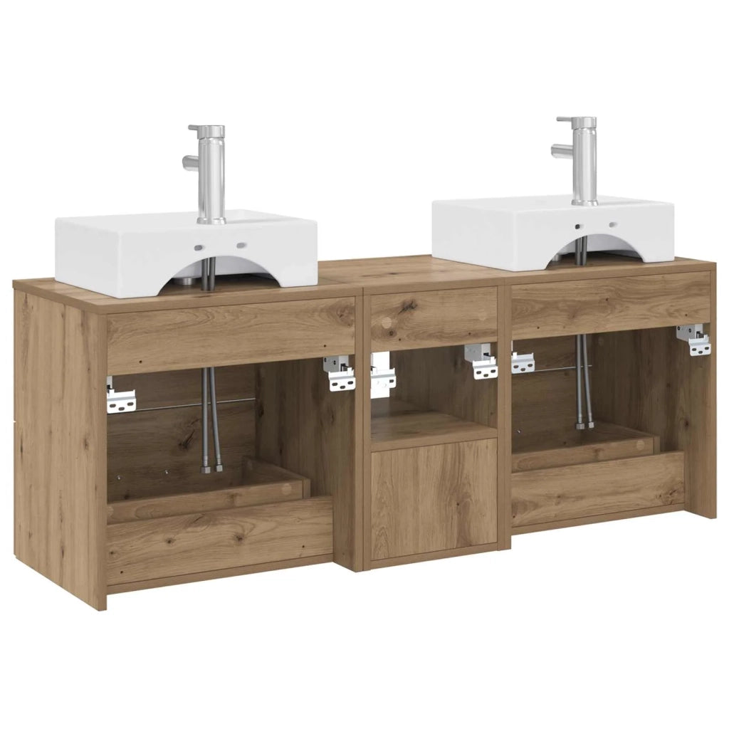 Set di Armadi da Bagno 3 pz Rovere Artigianale 3405842