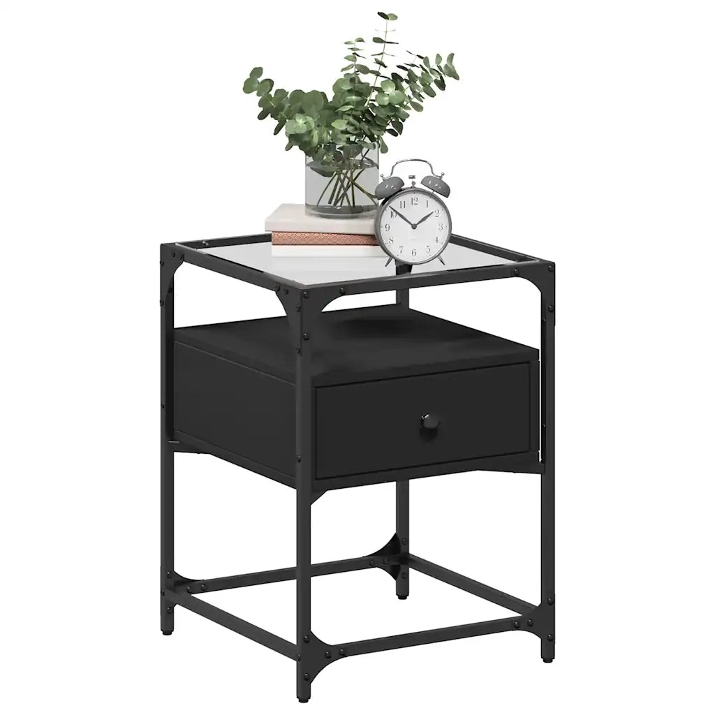 Set di 2 Comodini | Armadio da Notte | Mobiletto da notte Neri 40x40x55 cm in Legno Multistrato