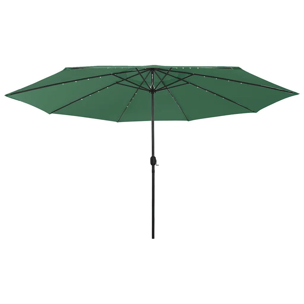 Ombrellone da Esterni con LED e Palo in Metallo 400 cm Verde