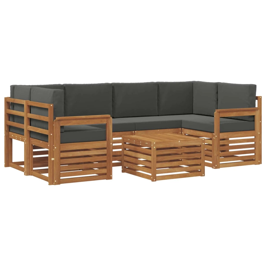 Set di divani da esterno con cuscino 7 pcs Naturale e Antracite 3374437