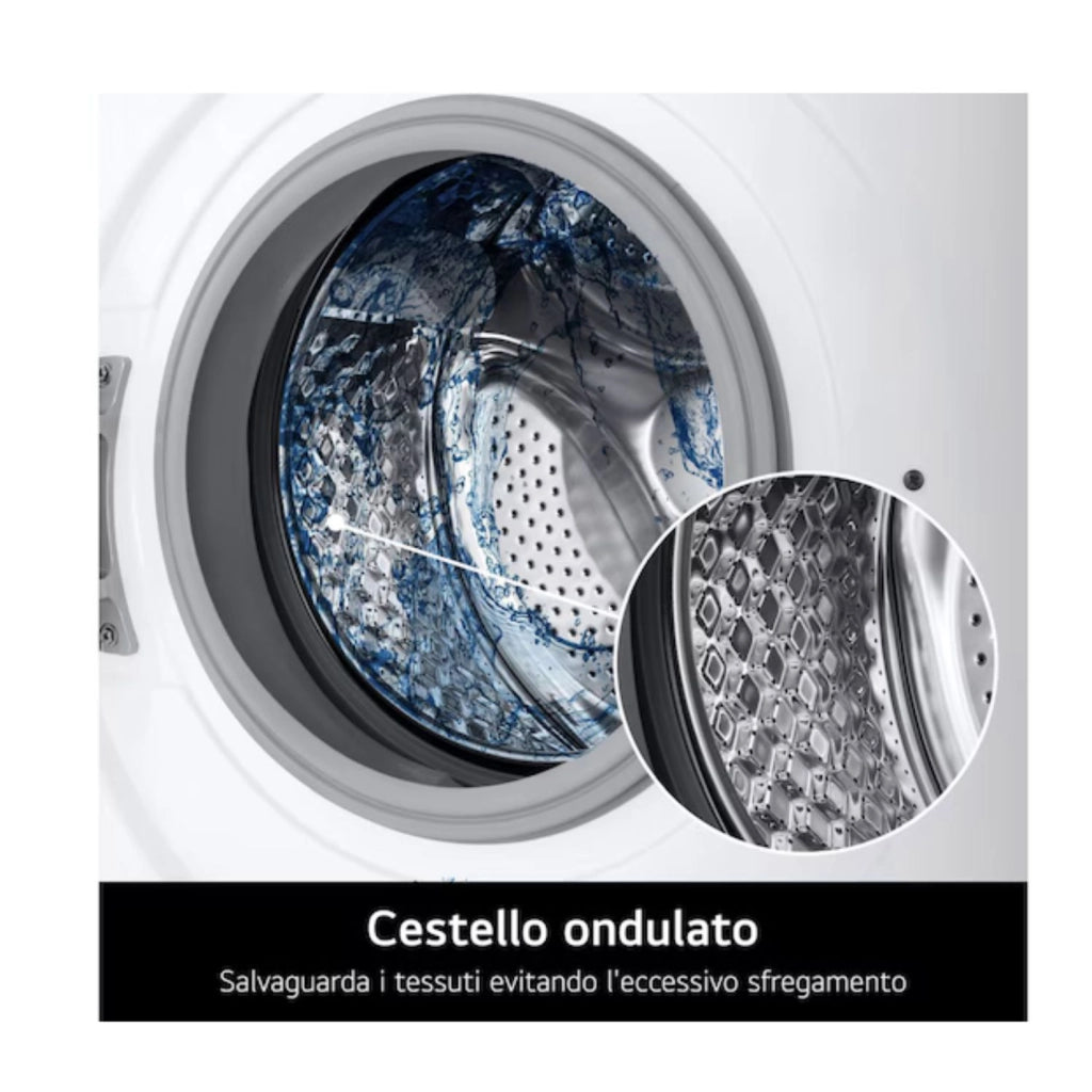 LG Lavatrice 9kg  Serie A1 Classe A  1400 giri, Programma Igiene con vapore, Display grande, Design essenziale  White