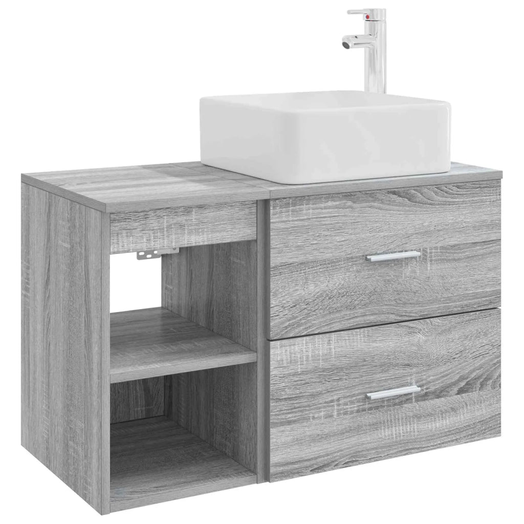 Set di mobili per il bagno 2 pz Sonoma grigio 3403885