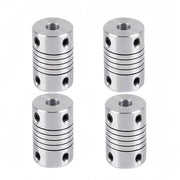 Connettori flessibili - Alluminio - Argento - connettori assemblabili - Flessibili - Adatti per asse da 7 mm a 7 mm - 19x25 mm - 4 pezzi