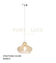 SOSPENSIONE BIANCO 1 LUCE VETRO PICCOLO AMBRA 1191BI-SP-AM