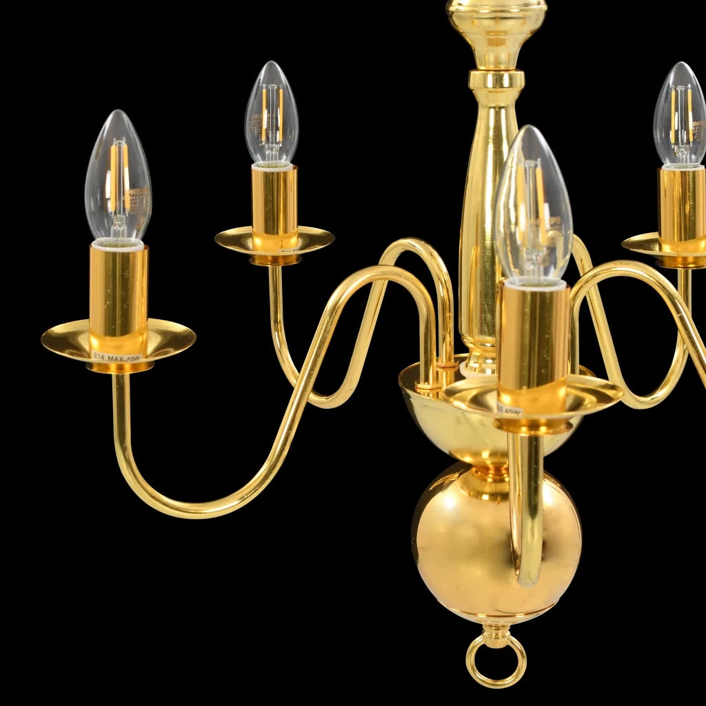 Lampadario classico dal design elegante 50 x 45 cm che crea un'atmosfera morbida e accogliente. 5 lampadine E14 in metallo color oro. 02_0046423