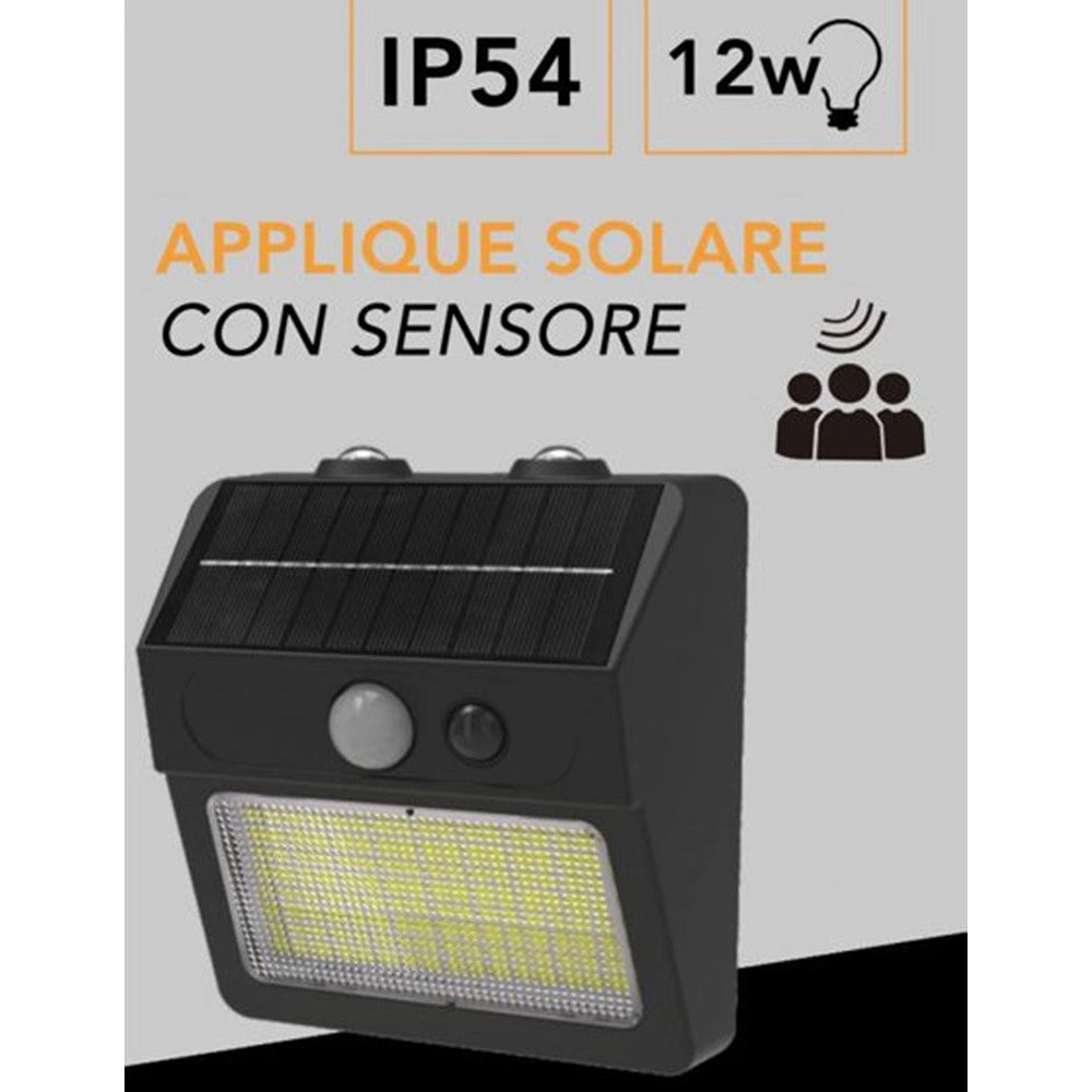 Trade Shop - Applique Solare Da Esterno Con Sensore Di Movimento Ip54 12w Luce 3000k+6500k Zq-db-002jx -