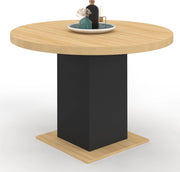 IDMarket - Tavolo da pranzo rotondo EDEN 6 persone in legno e nero 110 cm