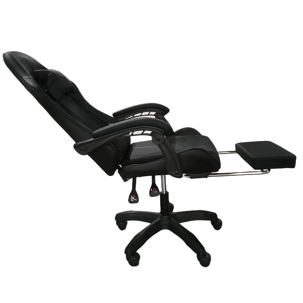 Sedia Gaming da Scrivania con Poggiapiedi e Cuscino Lombare e Cervicale Nero