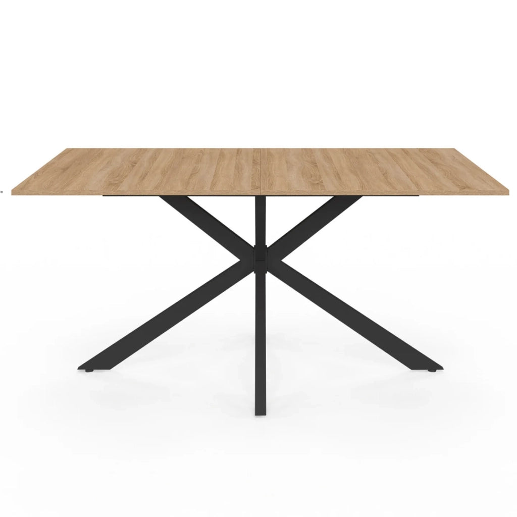IDMarket - Tavolo da pranzo rettangolare ALIX per 8 persone con gambe a ragno nere e in legno 160 cm