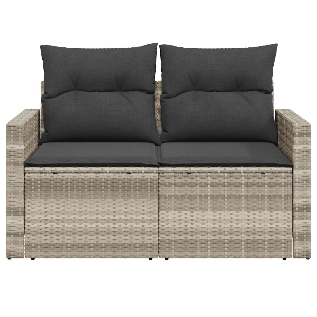 Divano da Giardino con Cuscini 2 Posti Grigio Chiaro Polyrattan
