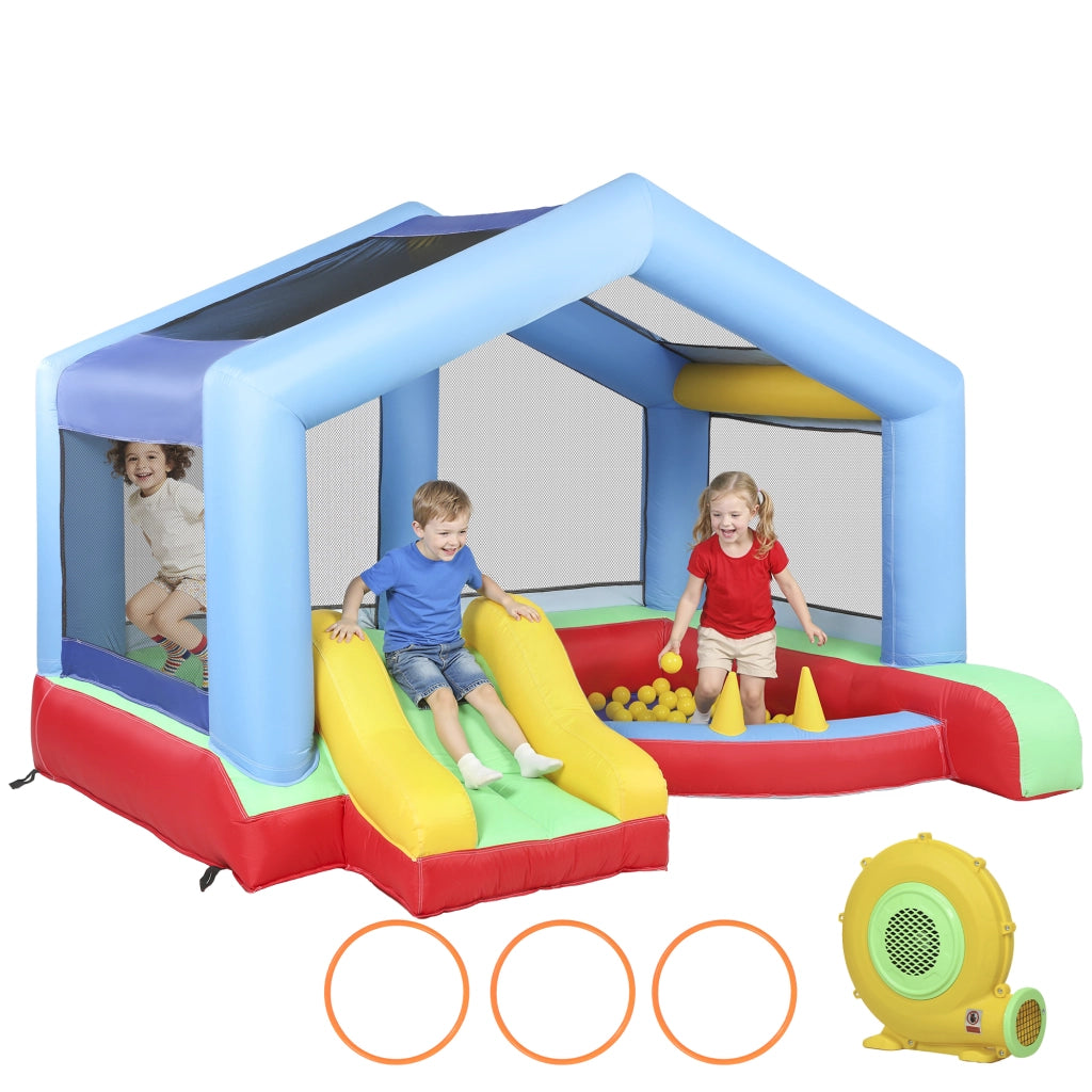 Casetta gonfiabile 4 in 1 con toboga e piscina di palline ¨C zephmum ¨C multicolore