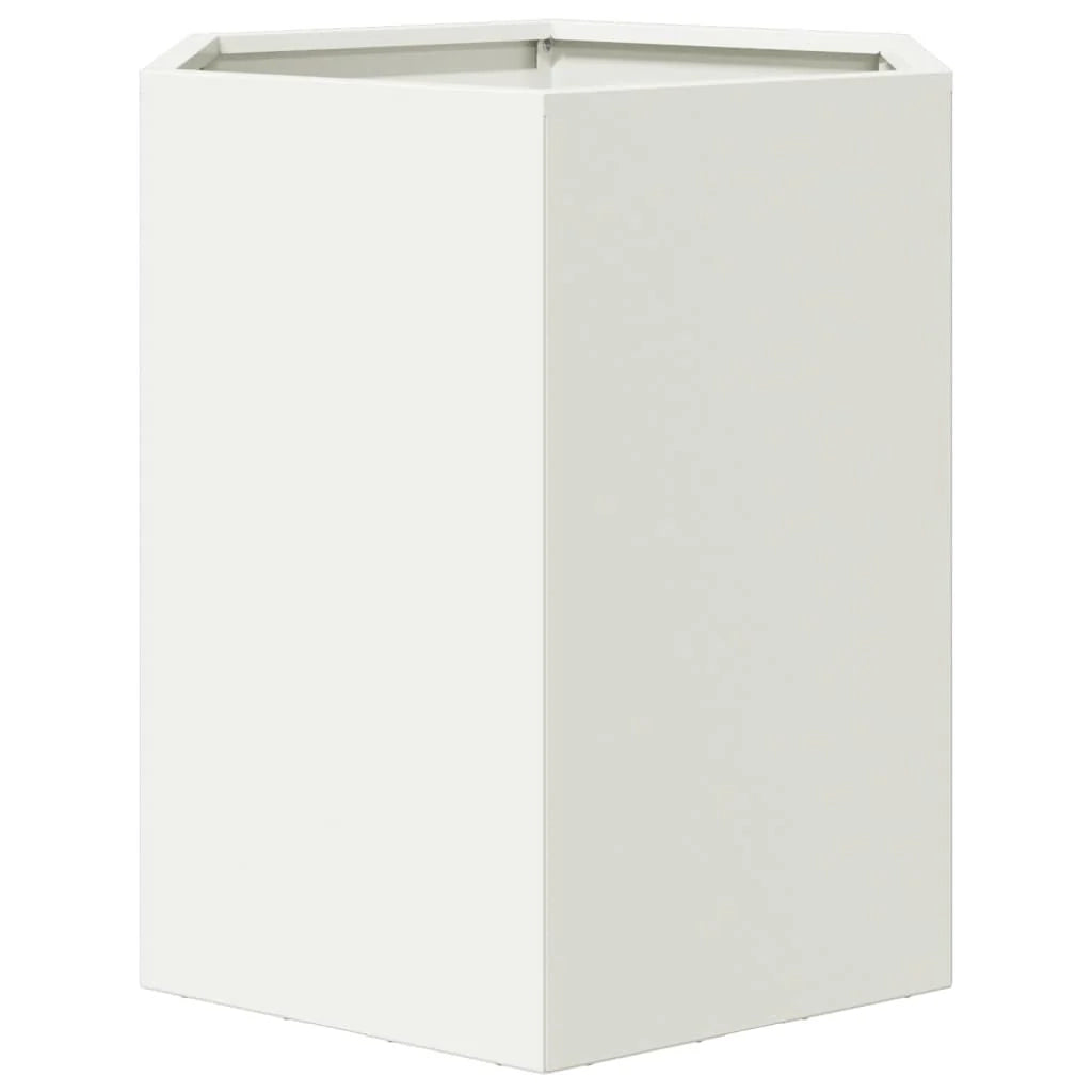 Fioriera aiuola rialzata fioriera aiuola giardino terrazza set da 2 esagonale 46 x 40 x 45 cm acciaio bianco 02_0039073