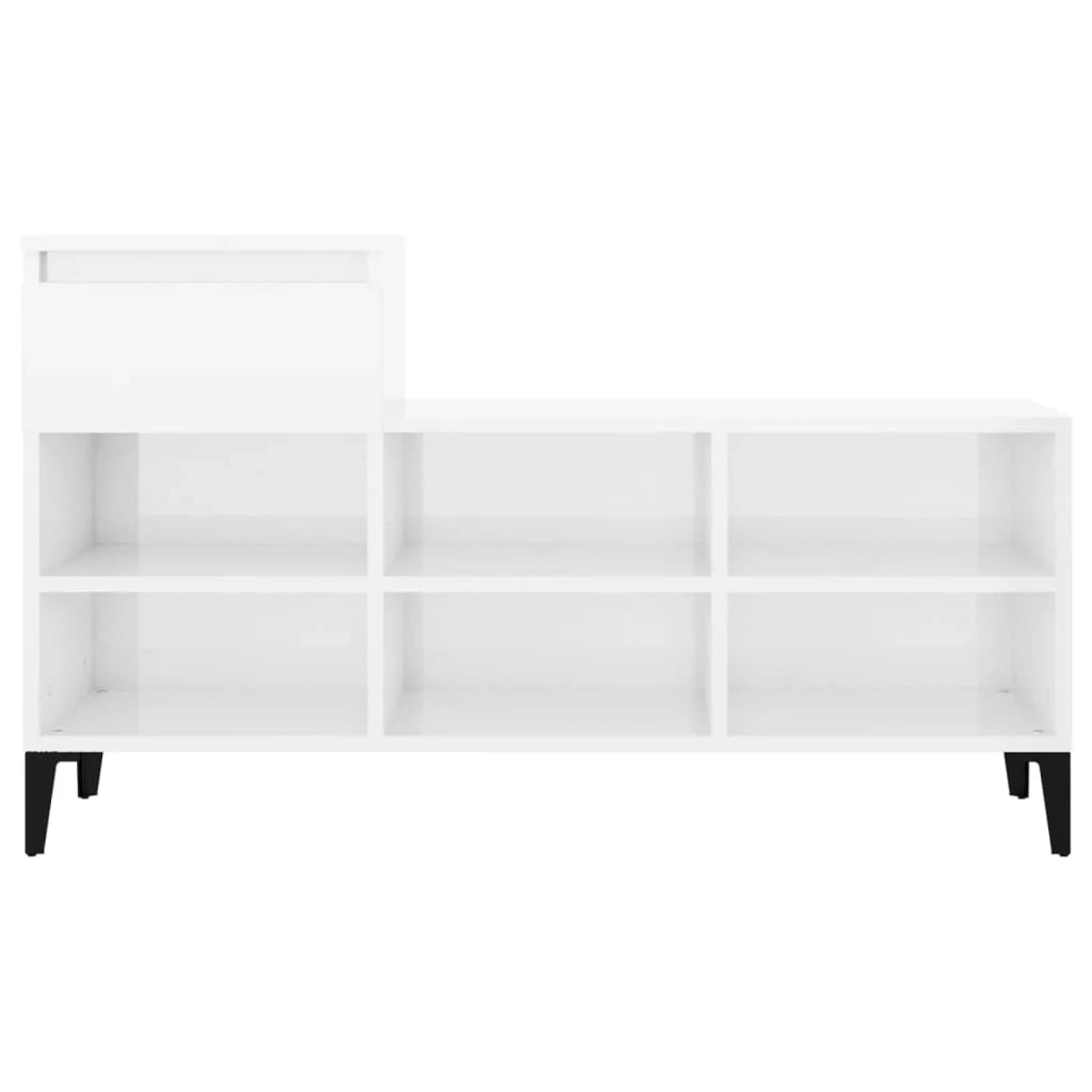 Scarpiera mobile contenitore per scarpe mobile contenitore per ingresso/corridoio/soggiorno finitura lucida 102 x 36 x 60 cm legno ingegnerizzato bianco 02_0021292