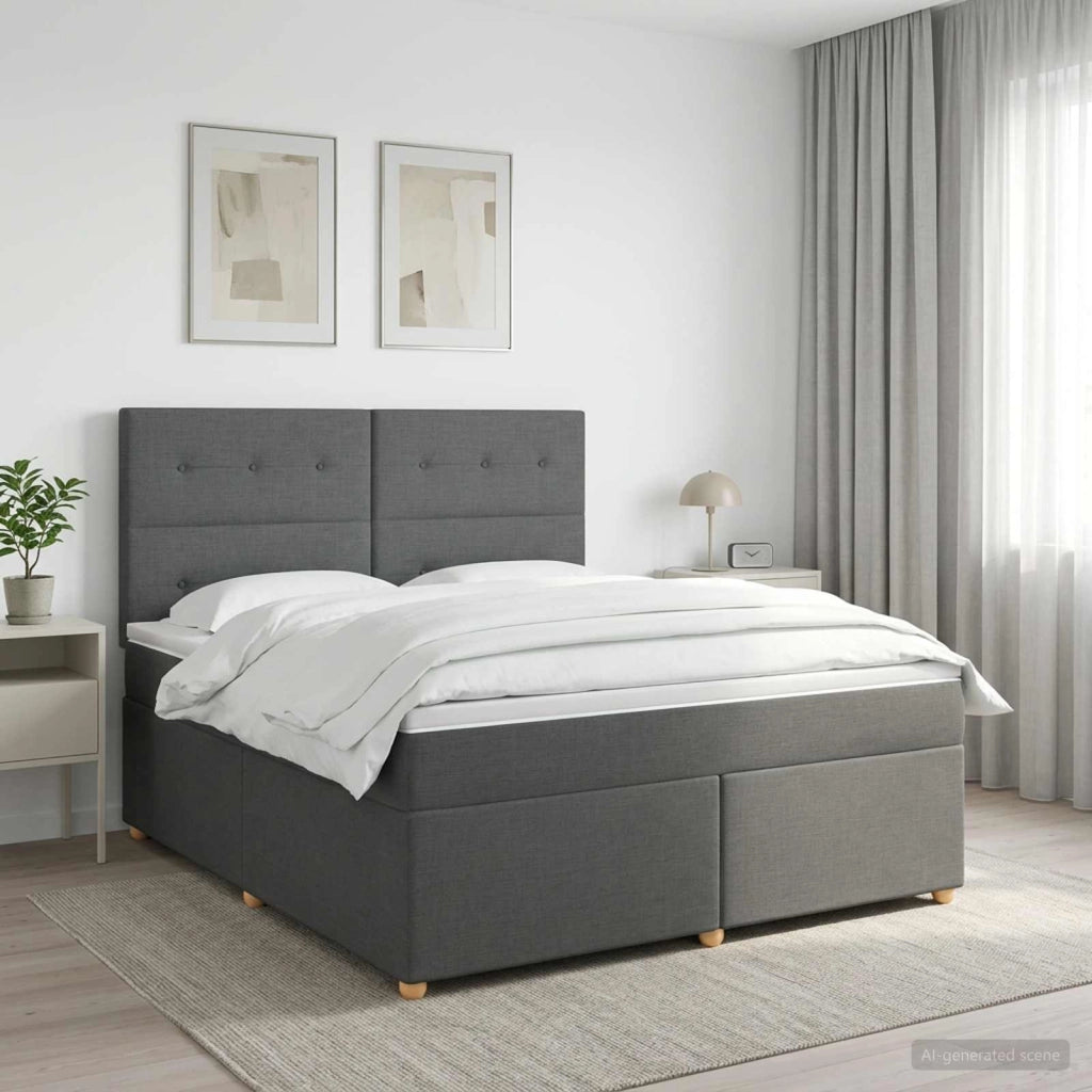 Letto box spring con materasso Grigio Scuro 140 x 190 cm 3453880